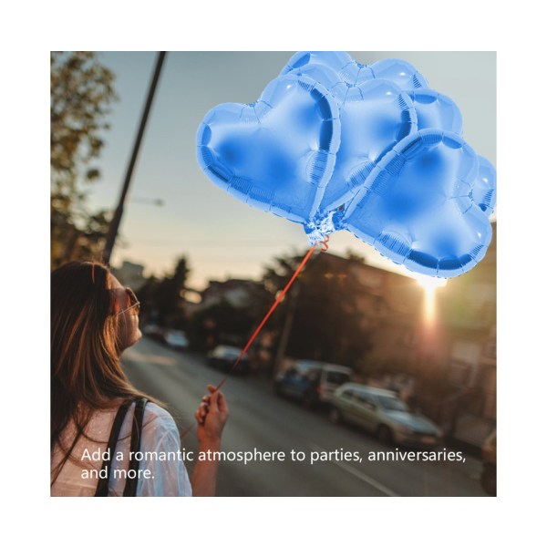 10 st 10" hjärtformade blå aluminiumfolieballonger Festdekor