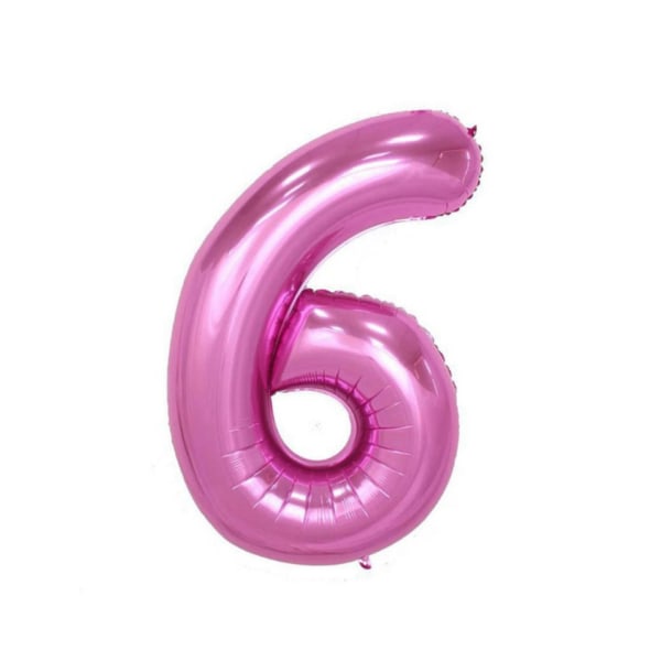 Rosa 40in nummer 6 folieballong - stor helium födelsedag/bröllopsdekor