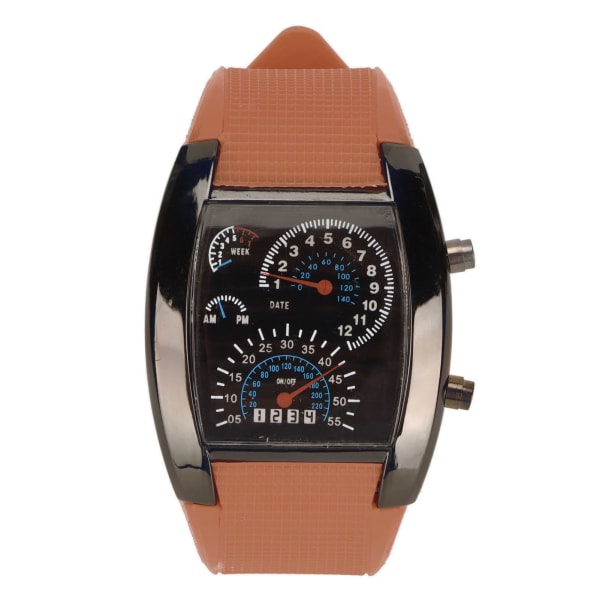 LED elektronisk watch Klassiska digitala klockor Justerbar Racing Dashboard Armbandsur Kaffebälte