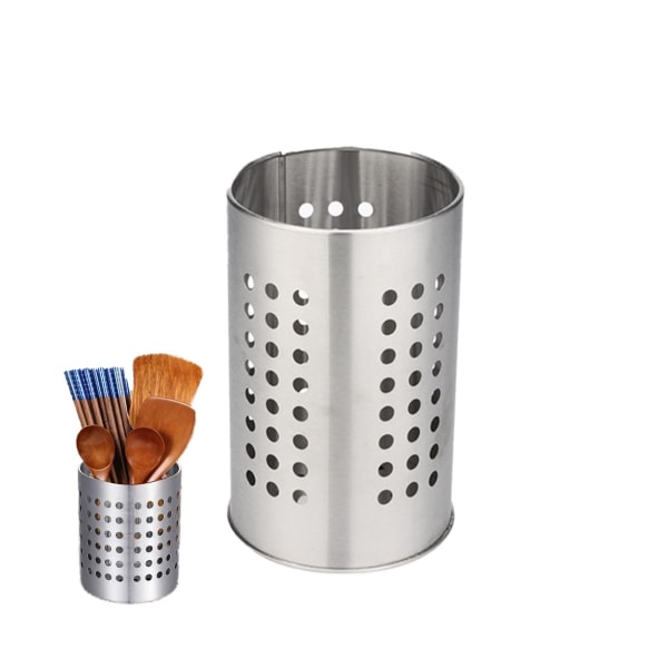 Bestickhållare i rostfritt stål - Torkcylinder för kök med dräneringshål Bestickhållare
