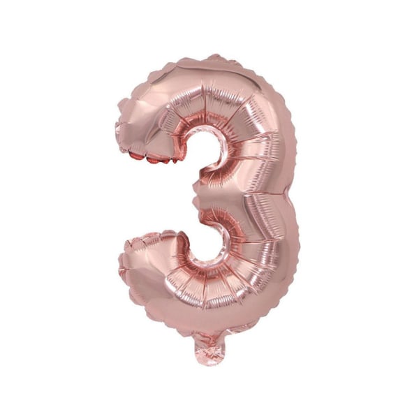 Roseguld folienummerballong 32 tum - dekoration för bröllop och födelsedagsfest (nummer 3)