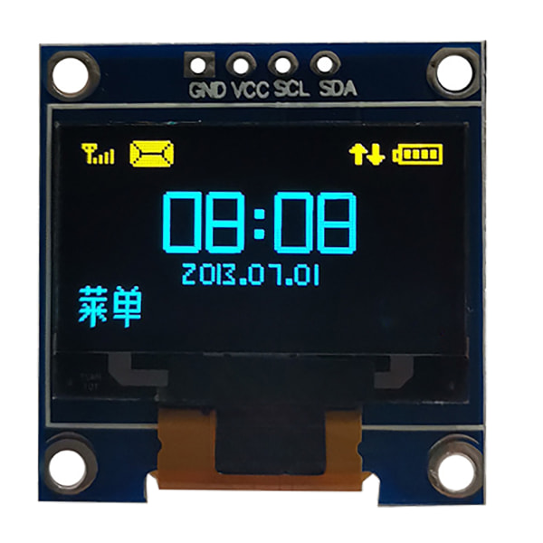 Gul Blå Dubbelfärgad 3,3V 5V 0,96tum organisk LED-skärm Organisk LED-displaymodul IIC I2C seriell skärm