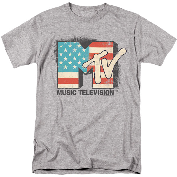 Vintage American Flag Logo MTV T-shirt XL