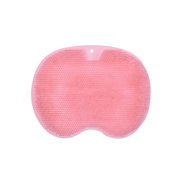 Rosa fottvättborste med sugkopp badkudde - mjuk halkfri lättnad Trötthetsmassage för gnugga rygg