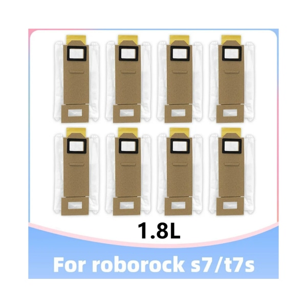 1,8L dammpåsar Ersättningsdelar för Xiaomi Roborock T7S Plus S7 Auto-Empty Dock Robot Dammsugare Tillbehör