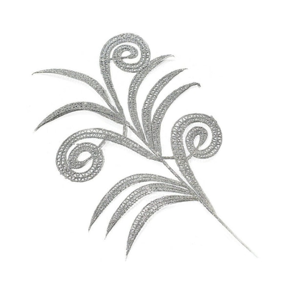 Silver Glitter Fern Leaf - Julgransdekoration