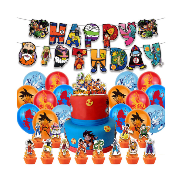 Dragon Ball Boys födelsedagstema - dekorationer, ballonger, banner, toppers