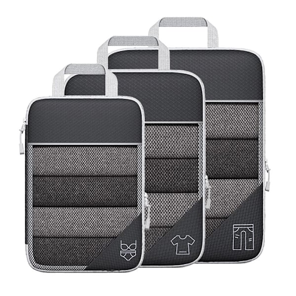 3-6 Set Kompressionsförpackningskuber Reseaccessoarer Expanderbara Förpackningsorganisatörer Gray 6PCS