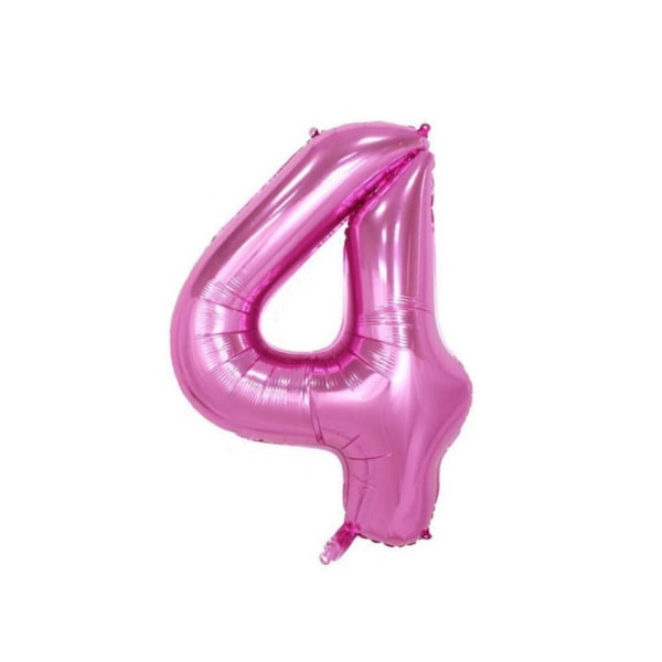Rosa nummer 4 folieballong 40 tum för fester