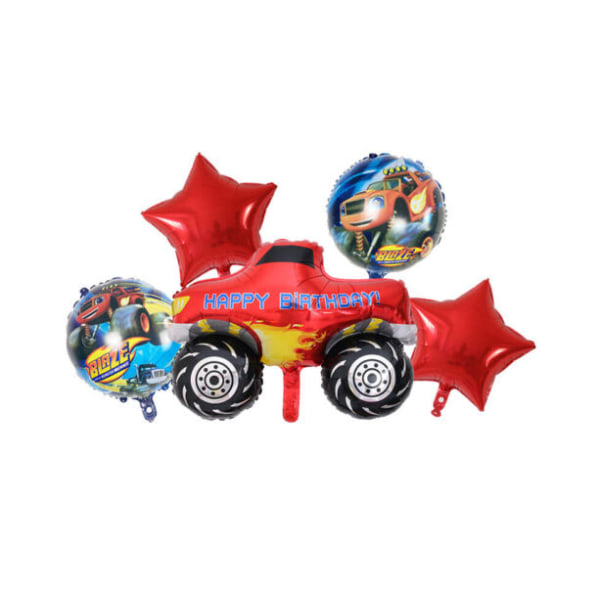Monster Truck Folieballonger 5st - Helium-Ready Födelsedagsdekor