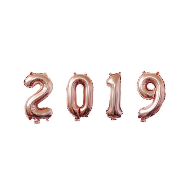 2019 roséguld folienummerballonger för nyårsdekoration