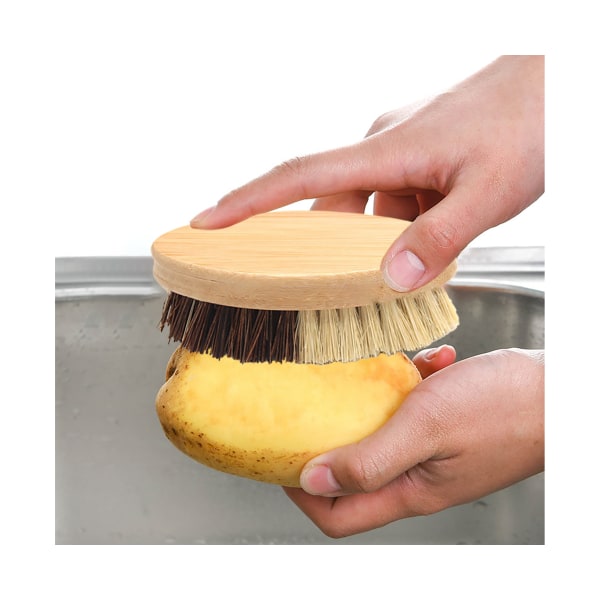 Rengöringsborste Multifunktionsarbetssparande bambu Miljövänlig sisal kokosfiber elliptisk diskborste för köksborste
