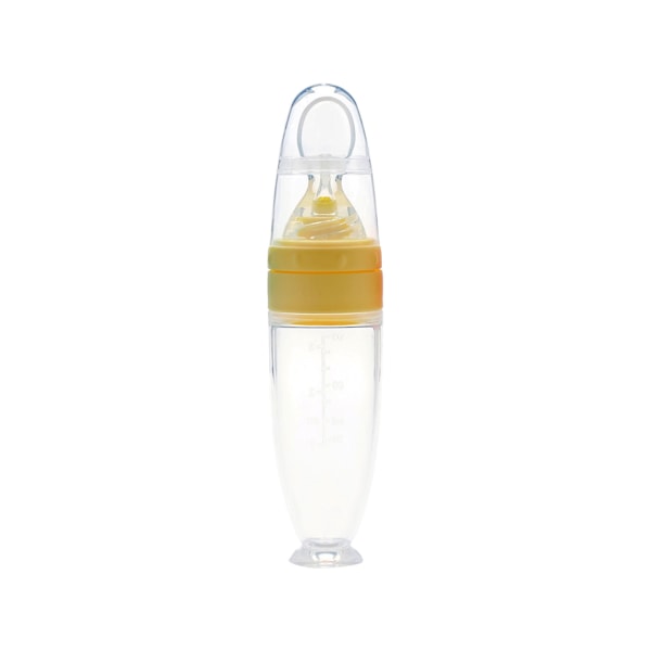 Matningsflaska Miljövänlig avtagbar silikon för spädbarnsmat dispenseringsflaska för hem-gul