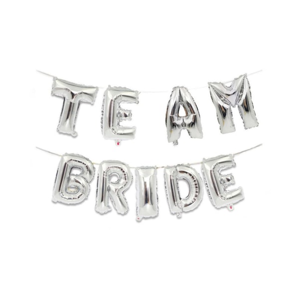 16 tum "Team Bride" Silverfolie Bokstavsballongbanner - Förlovnings- och bröllopsdekor