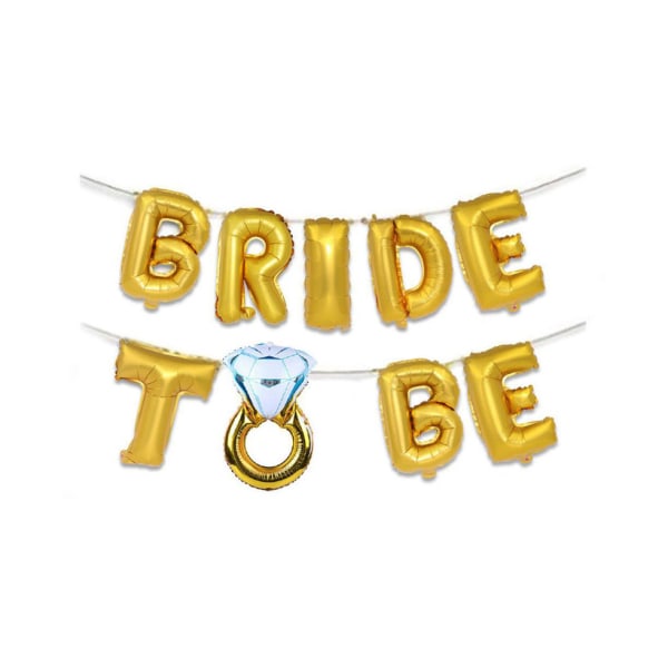 Bokstavsballonger i 16-tums guldfolie "Diamond Ring" - romantiskt förlovnings- och bröllopsdekor