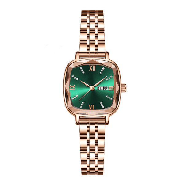 Watch Elegant vintage enkel stil kvarts vattentät armband strass urtavla Armbandsur för kvinnor grön