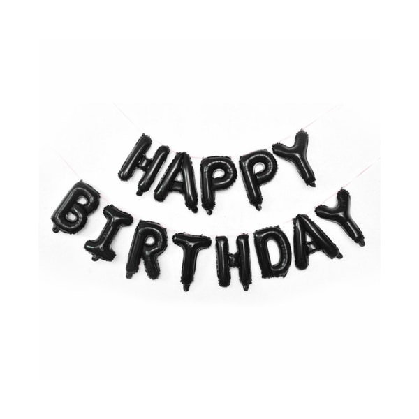 10 st 16" svarta Grattis på födelsedagen brevfolieballonger för festdekoration