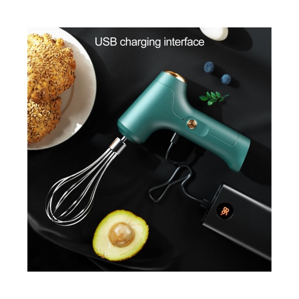 1 set Användbar äggvisp Bärbar USB uppladdningsbar handdator - en grön
