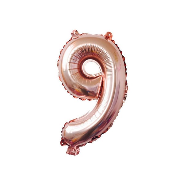 Rosa guld, stor folienummerballong för jubileum och födelsedagsfest (nummer 9)