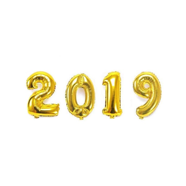 Glad 2019 nummer folieballonger 16in - Nyårs gyllene banderoll