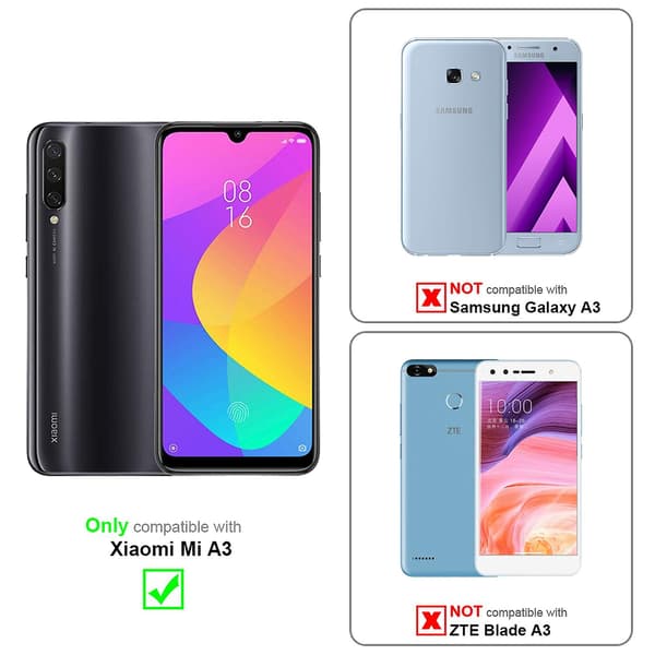Xiaomi Mi A3 Cover Case Case - med kortplatser och stativfunktion PHANTOM BLACK Mi A3