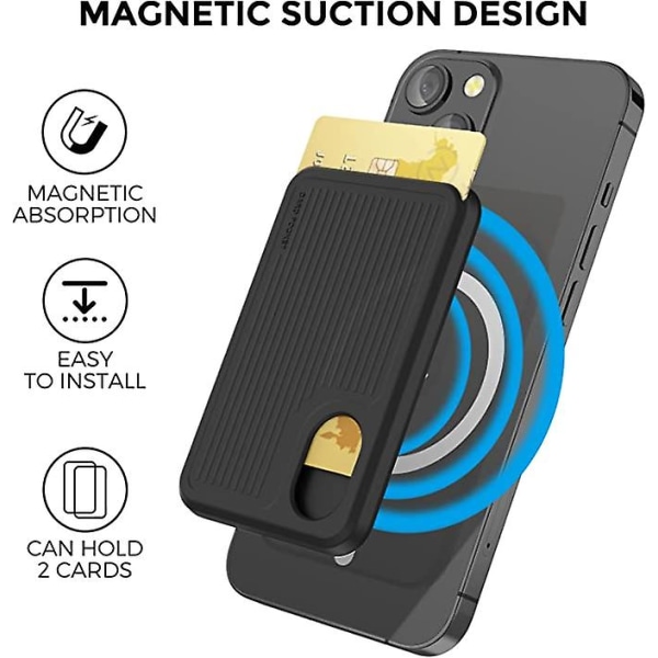 Korthållare för baksidan av telefonen för Magsafe Strong Magnetic [rfid Shielding] Silikonplånbok kompatibel med Iphone 14/ pro Max/mini black