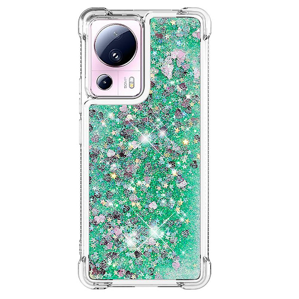 För Xiaomi 13 Lite / Civi 2 5G Soft TPU case Liquid Bling Glitter Flödande cover Green Hearts none