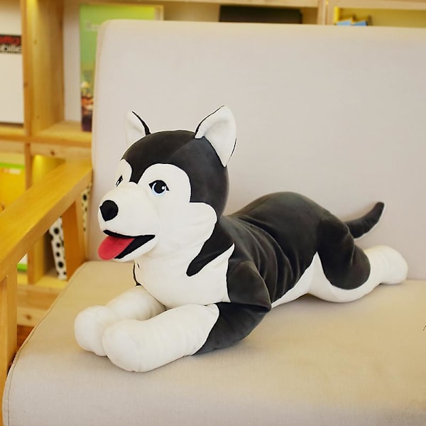 1 st 60/90 cm stor storlek Husky plyschleksaker fyllda mjuka djursimulering Husky Dog Dolls Kudde För Baby Barn Födelsedags julklapp Blue 60cm