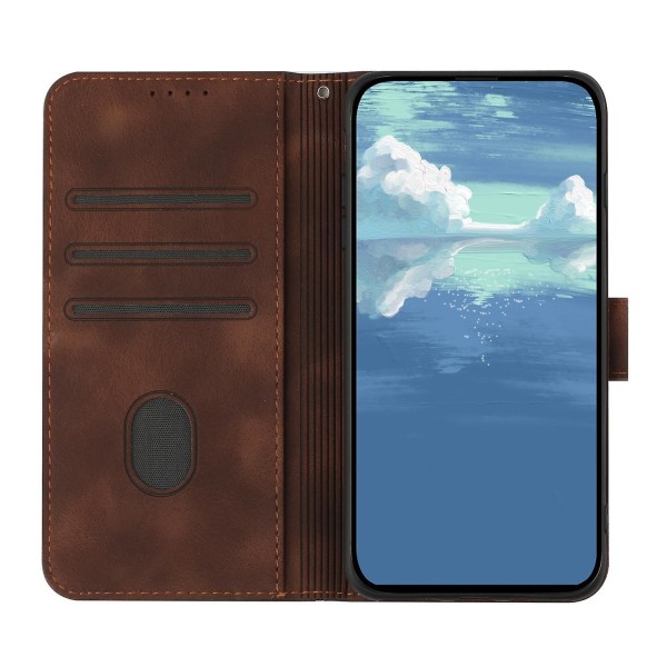 Line Pattern PU case för iPhone 15 Pro Brown