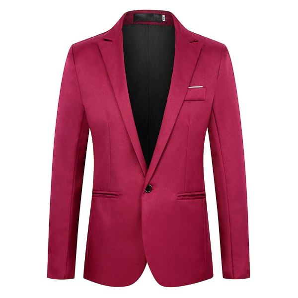 Formell kavajjacka för affärskostym med en knapp för män Wine Red 2XL