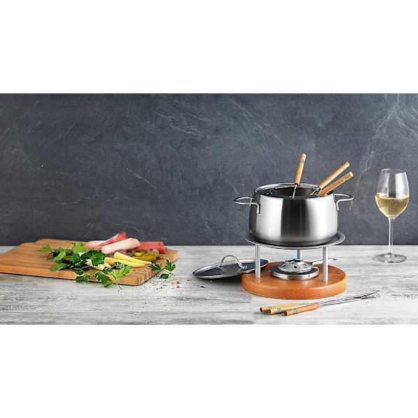 Ostfondue gafflar bambu 6 delar, rostfritt stål, silver/brun, 26,5 x 1,5 x 1,5 cm null none