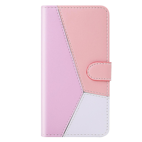 Trefärgat PU- case för iPhone 15 Plus Pink
