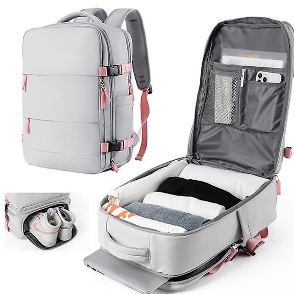 Vattentät reseryggsäck Flygplan bärbar ryggsäck Stor kapacitet Multifunktionsbagage Lättviktspassform 17 tums bärbar dator 17.3inch gray