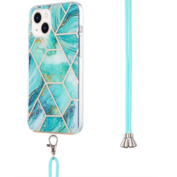 TPU- case med skarvmarmormönster för iPhone 15 Blue