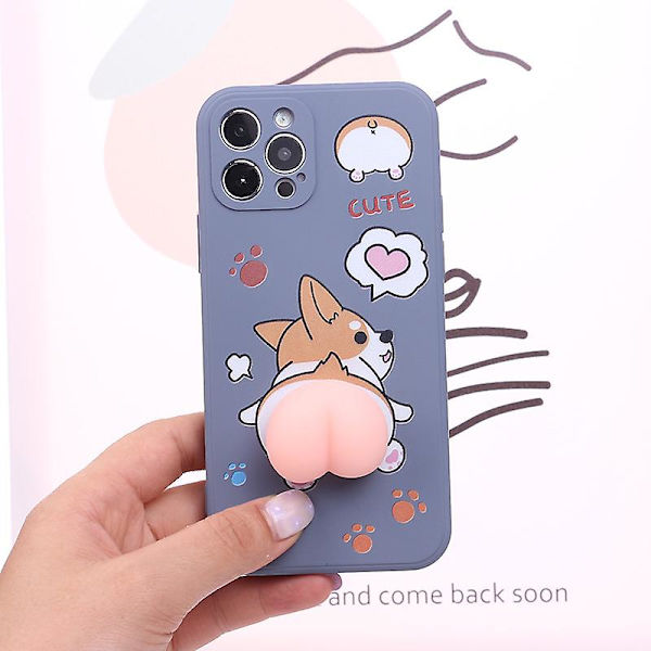 Sztxj Phone case, För Iphone 13 3d Tredimensionell Creative Decompression Phone case Rolig Söt Mjuk Silikon Squeeze Pig Ass Dog A null none