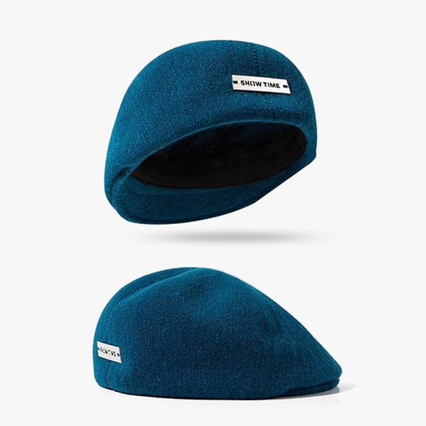 Vintage konstnär mössa basker hatt med andas engelska alfabetet mönster Headcover för dotter kvinna student Peacock Blue none