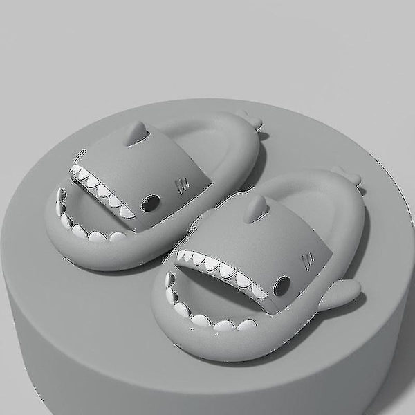 Shark Tofflor Halkfria duschtofflor Badrumstofflor Mjuka sommarsandaler för flickor och pojkar Nyhet grey 28 29