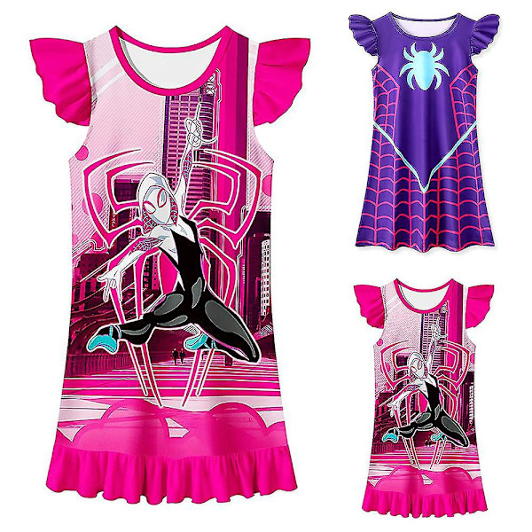 4-9 år flickor klänning Spiderwoman Gwen Stacy klänningar casual klänning nattkläder nattlinne gåvor A 6-7Years