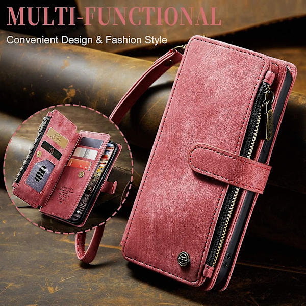 Multifunktionellt case för iPhone 15 Pro Max Red