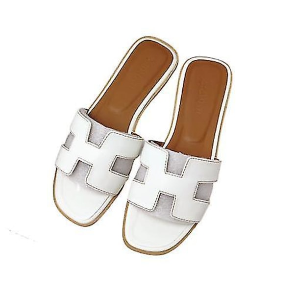 Dam sommartofflor, ytterkläder, all-match flip-flops, strand platta sandaler och tofflor white EU 35