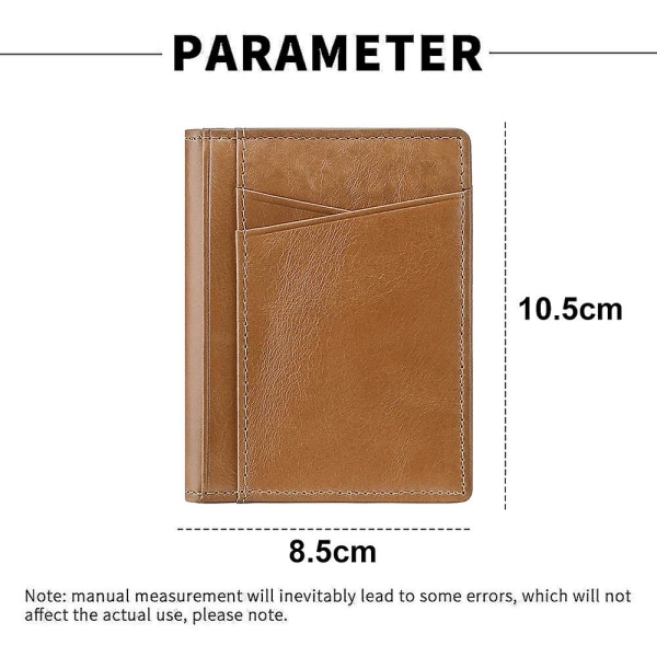Män Kvinnor Smal Kreditkortsfodral Case Liten läderplånbok med ID-fönster, 8,5*10,5 cm brown