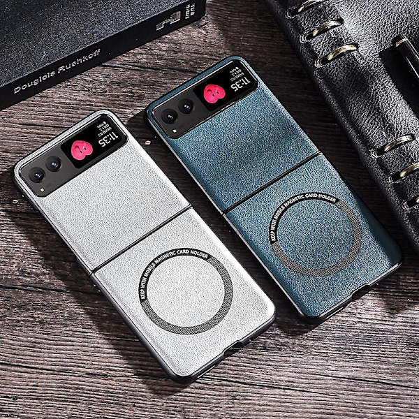 För Motorola Razr 40 5G magnetiskt phone case PU-läder+PC-hårt cover kompatibelt med Magsafe White