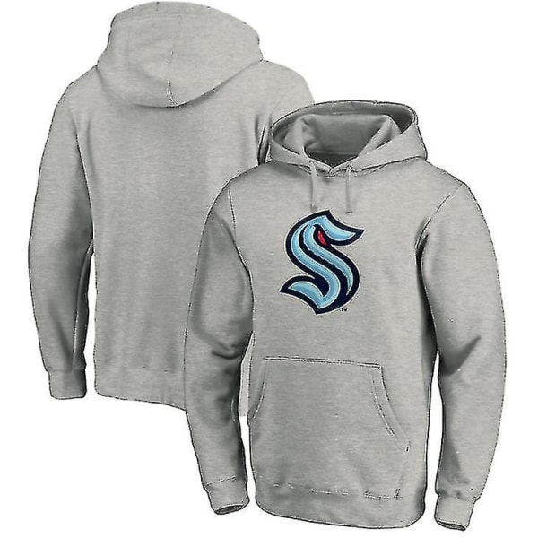 Luvtröja i mjuk fleece herr Seattle Kraken Hockeydräkt Baseballrockar Sporttröja Casual Black A S