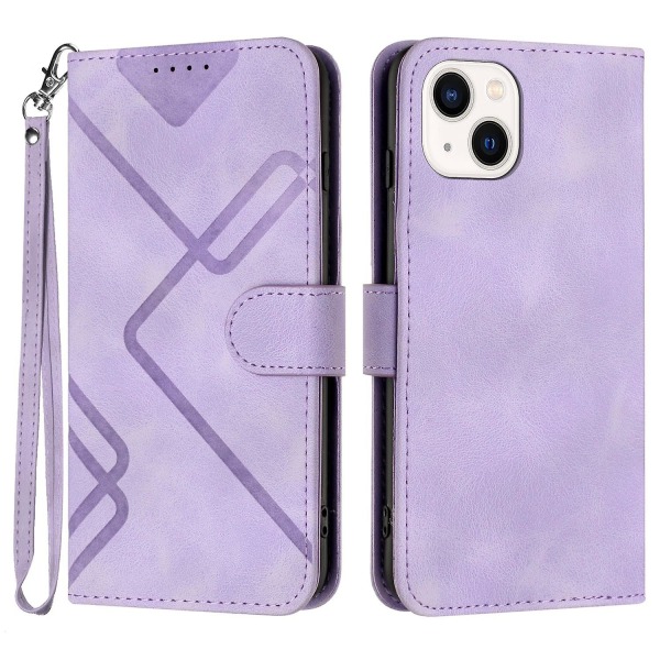 Line Pattern PU case för iPhone 15 Plus Light purple