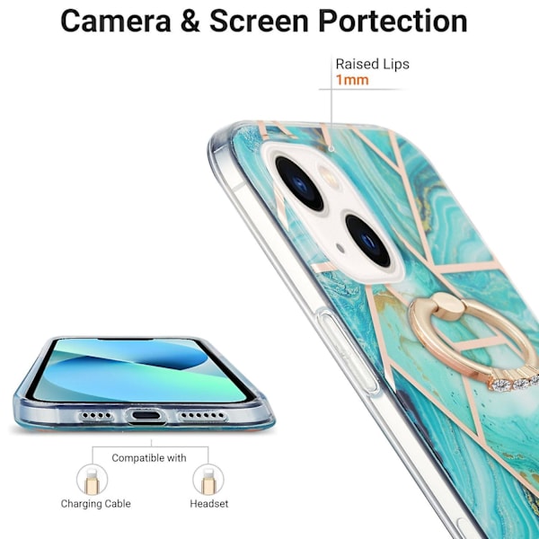 TPU- case med skarvmarmormönster för iPhone 15 Blue