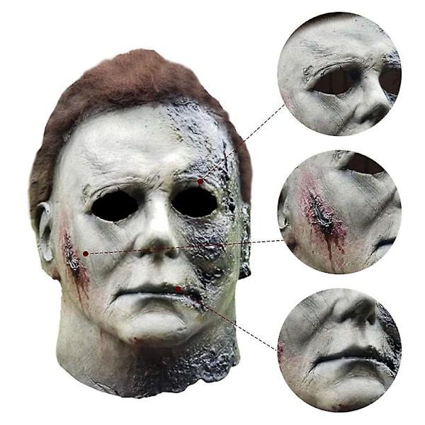 Halloweenmask 2023 - Skräck Cosplay, Läskiga Tillbehör i Latex, Halloweenrekvisita för Vuxna, Maskeradmask E