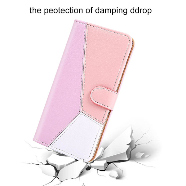Trefärgat PU- case för iPhone 15 Plus Pink