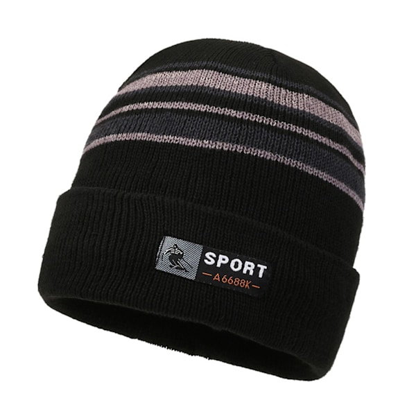 Stripes Ull Stickad Slouchy Beanie Hat Fast Rebound Tyg Vinter Hattar Perfekt semesterpresent till pappa pojkvän Black
