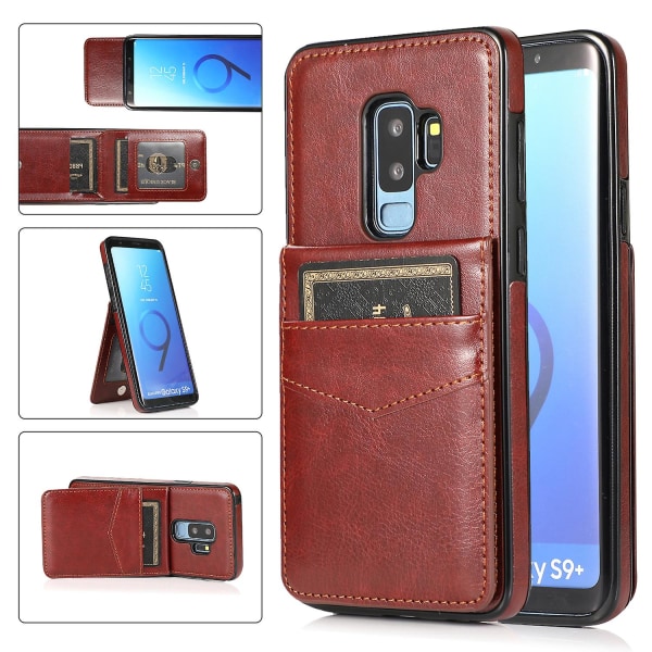 Business Style Pu Case För Samsung S9 Plus Med Korthållare, Plånboksfunktion, Stnadfunktion, Fallskydd Brown