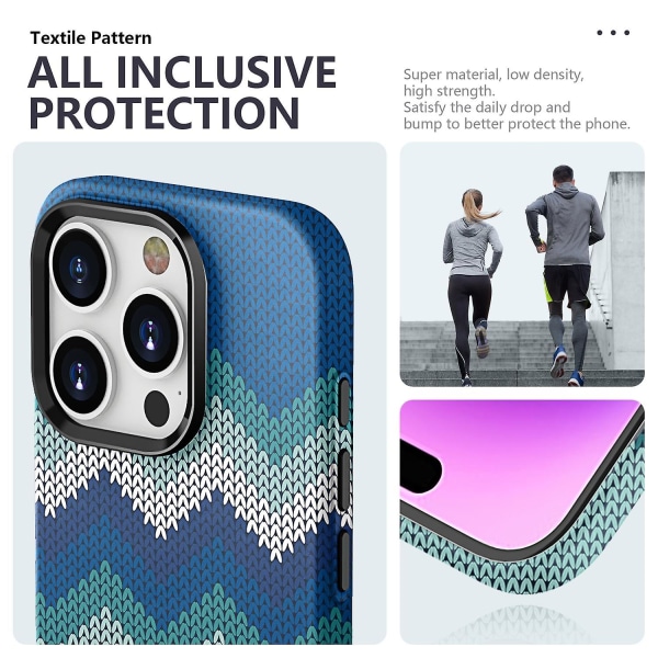 Textile Texture Matt Case för iPhone 15 Blue